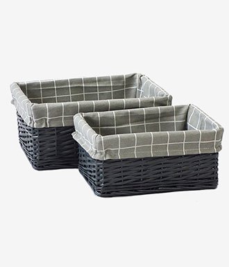 Grey Wicker  Basket 