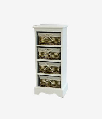 Home Furnishings Seabrook 4-Tier Storage Unit with Natural Baskets