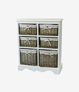 Home Furnishings Seabrook 3-Tier Storage Unit with Natural Baskets