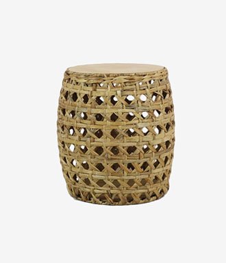 Open Woven Water Hyacinth Side Table