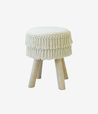 Wood Stool with tassles