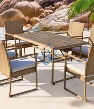 All-Weather Rattan Table Furniture for Proch, Deck, Balcony, Beige