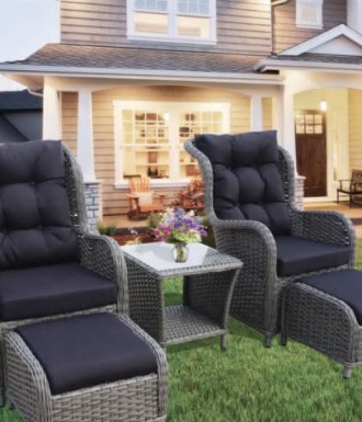 Reclining Patio Chair with Cushions